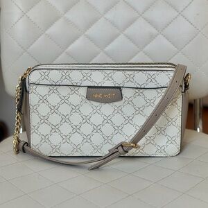 Nine West White and Gray Crossbody Bag